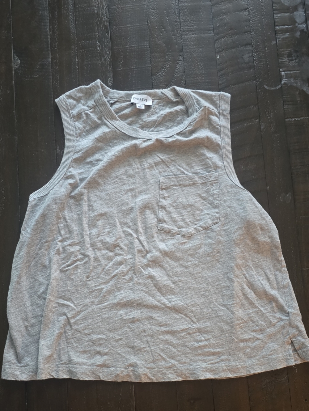 Evereve Heather Gray Sleeveless Pocket Tank Top